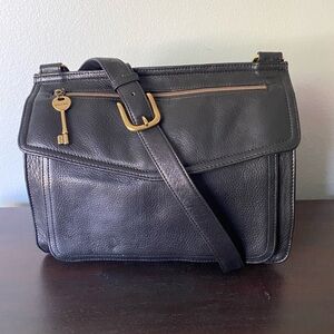 Fossil 95082 Black Leather Bag Crossbody